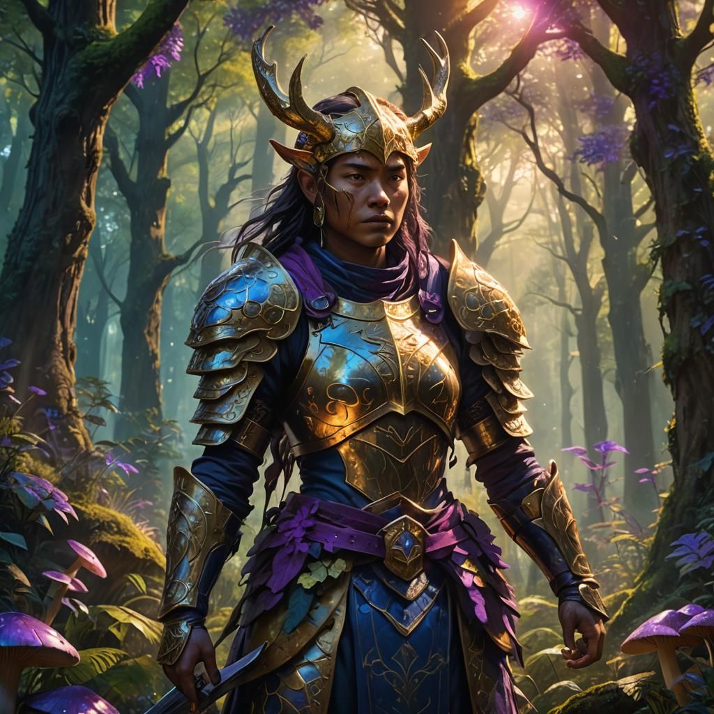 Mystical Warrior Deidera in Fantasy Forest Concept Art