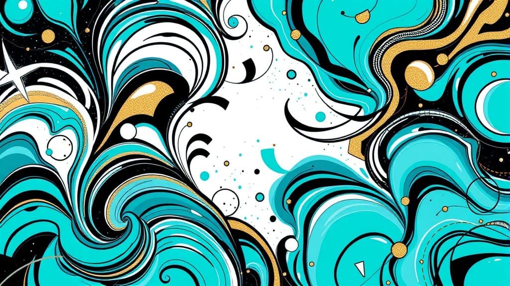 Dynamic Turquoise Abstract Comic Art Design