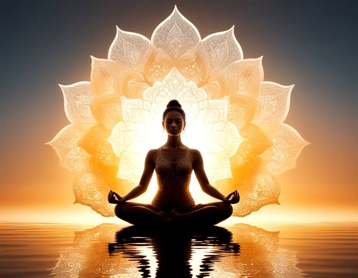 Yoga Goddess in Golden Hour Harmony