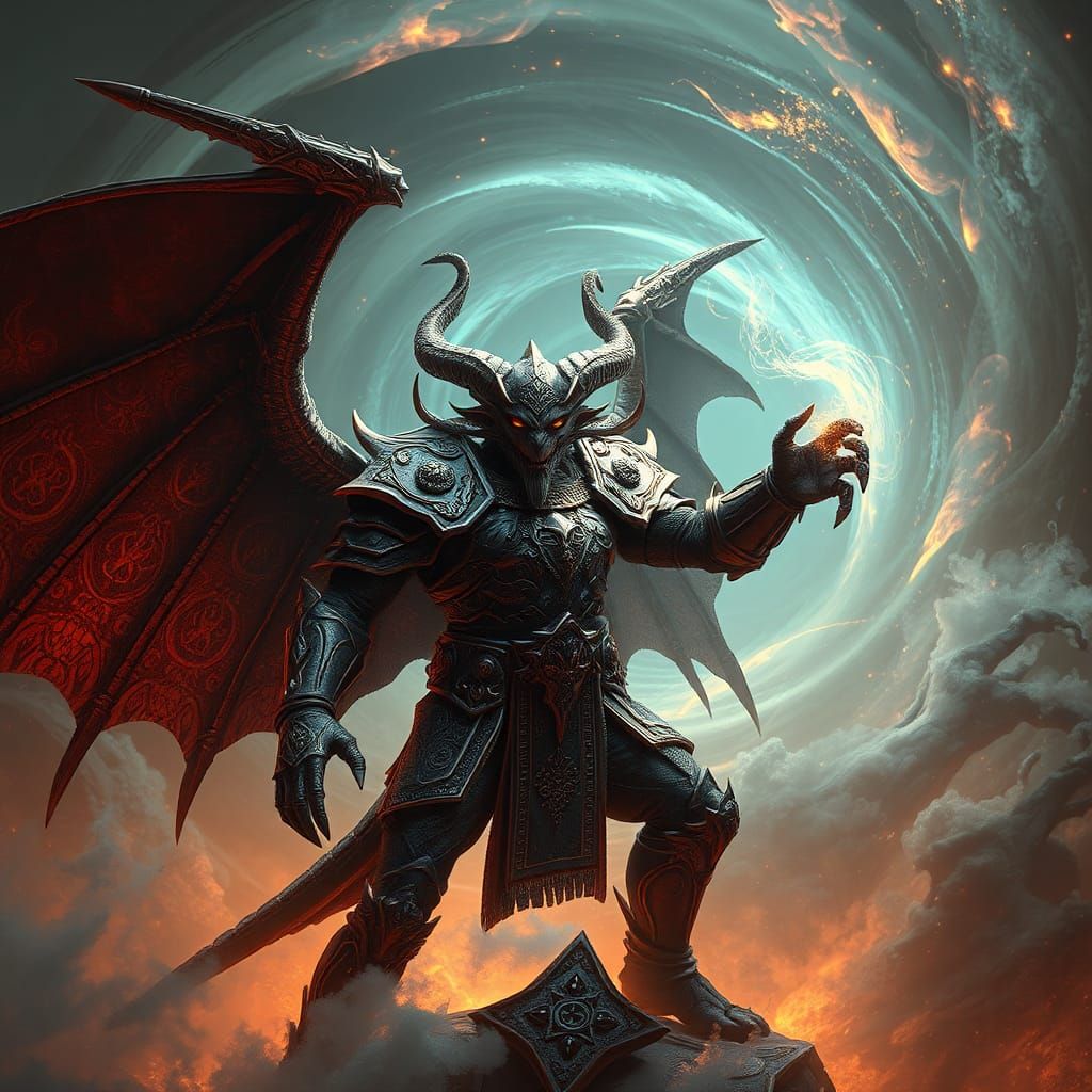 Majestic Demon Warrior in Ornate Armor