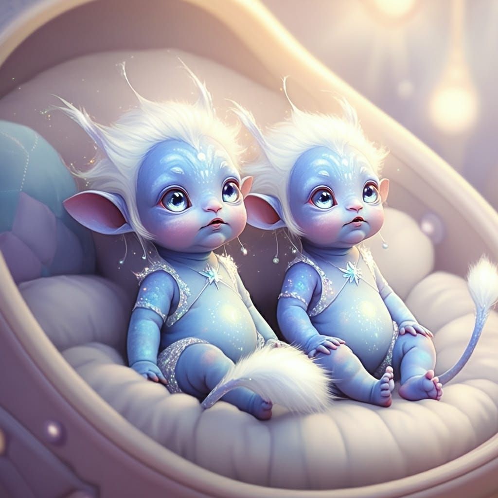 Endearing Na'Vi Twins in Whimsical Digital Art