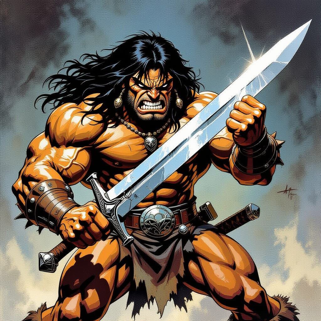 Conan the Barbarian in Bold Comic Art Style