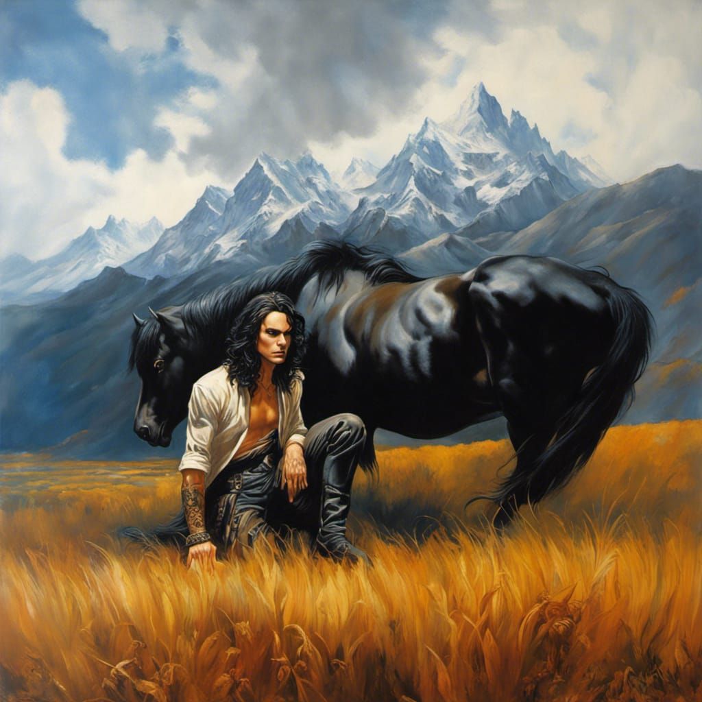 Erotic Portrait of a Young Man as Oil Painting