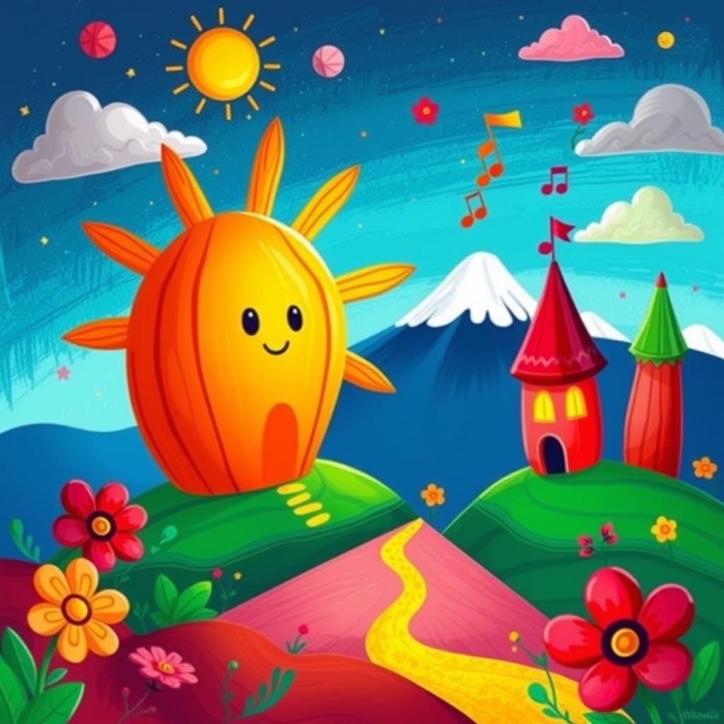 Cocomelon-Inspired Fantasy World in Doodle Style