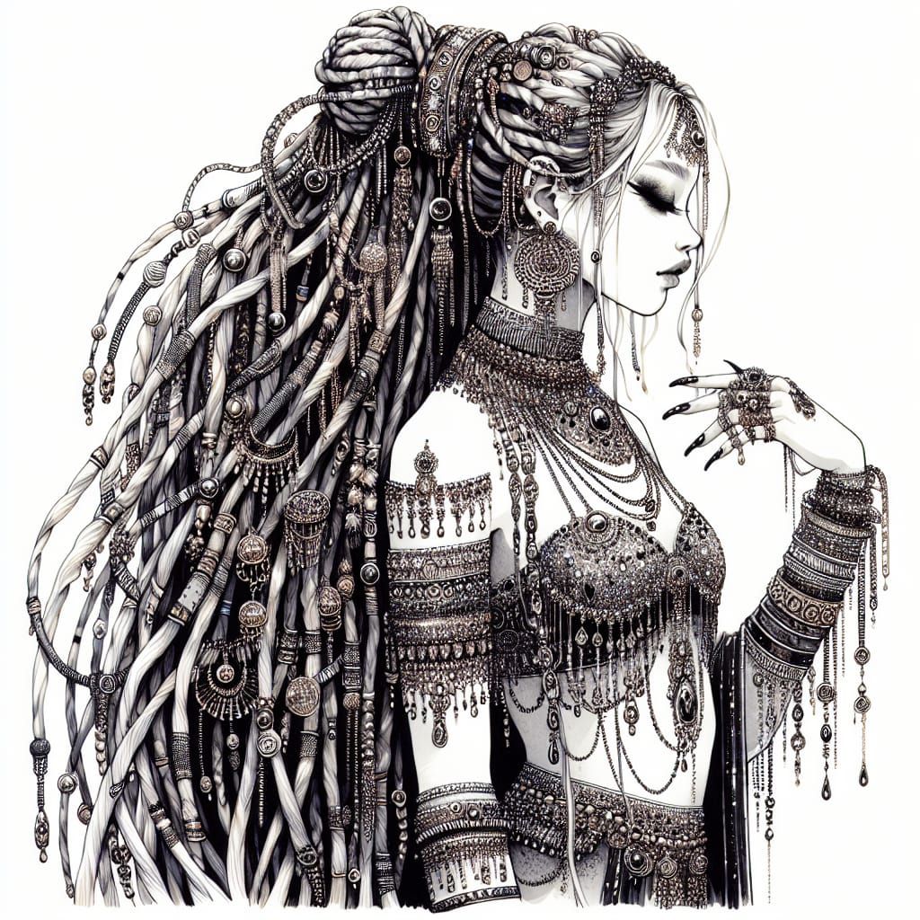 Ethereal South Asian Fantasy Beauty in Vibrant Anime-Inspire...