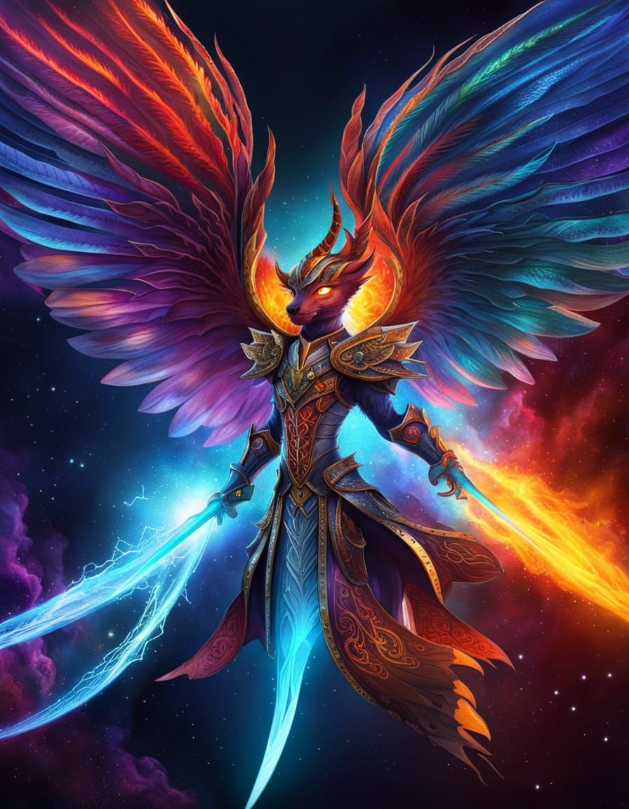 Flaming Space Jabberwocky with Celtic Magic