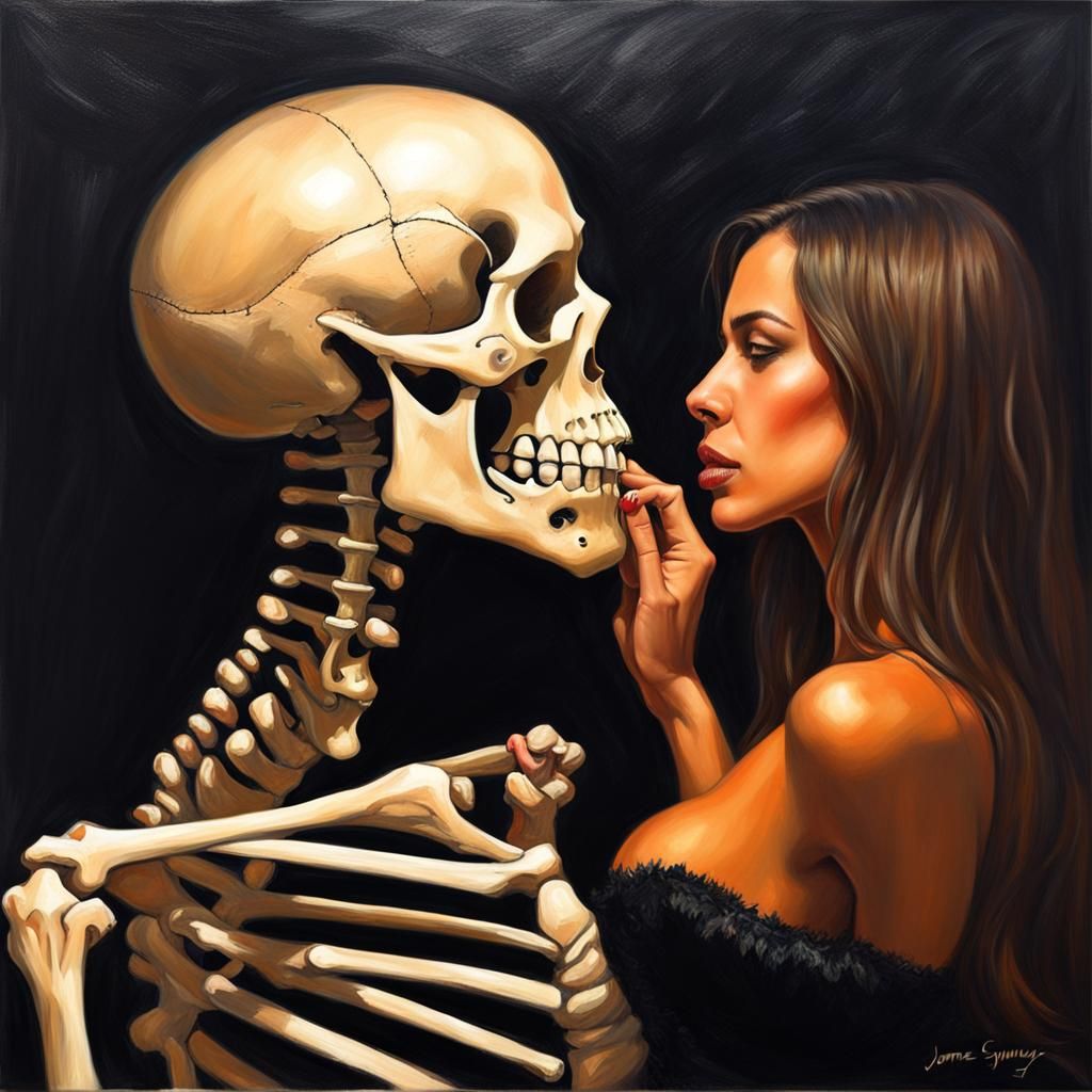 Irina Shayk's Halloween Kiss: An Oil Painting