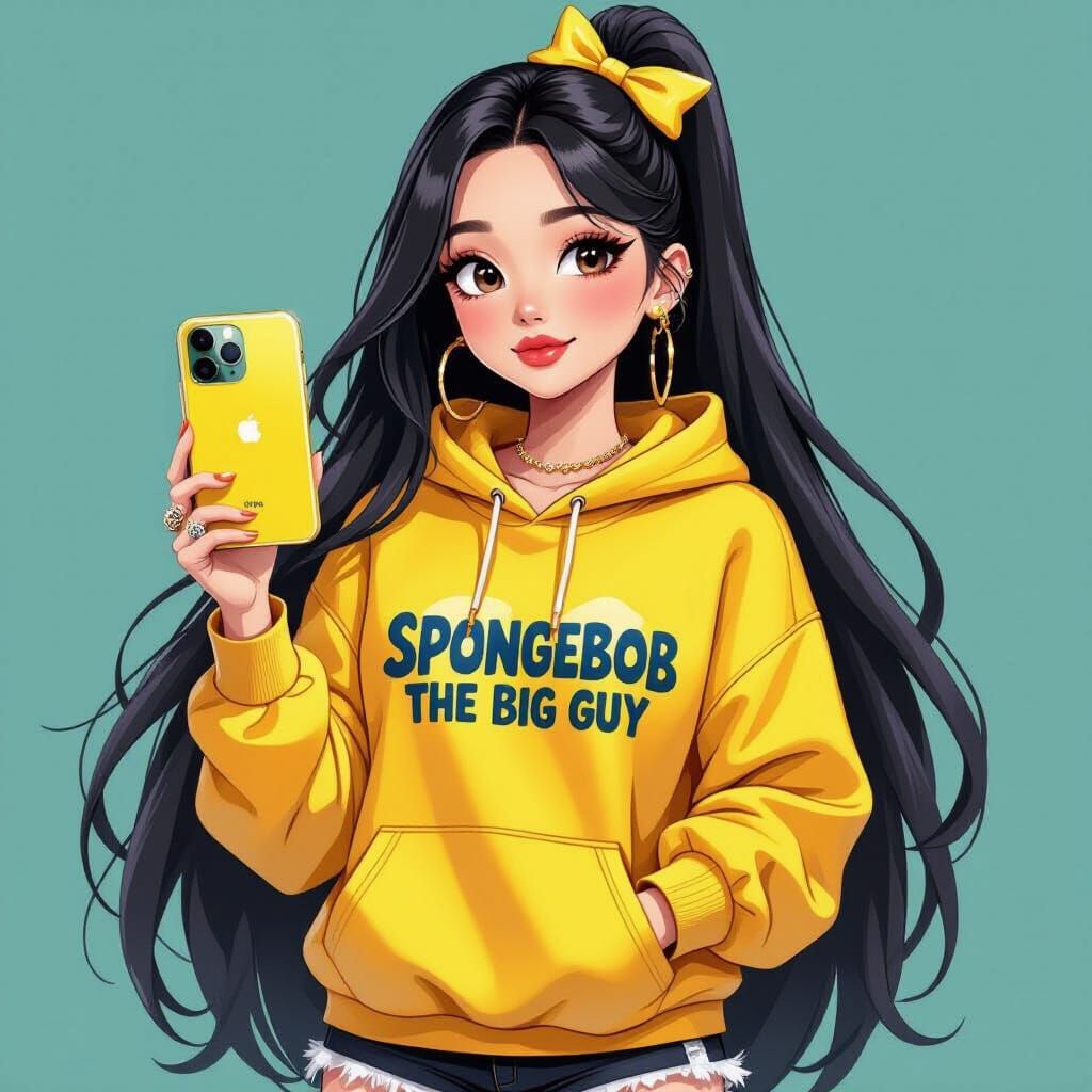 Woman in Spongebob Hoodie with iPhone 17 Pro Max