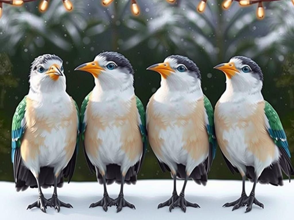 Four Charming Calling Birds Sing in Harmony
