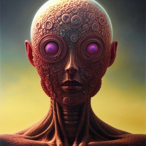 Biopunk Portrait in Hyperrealism with 3D Shading