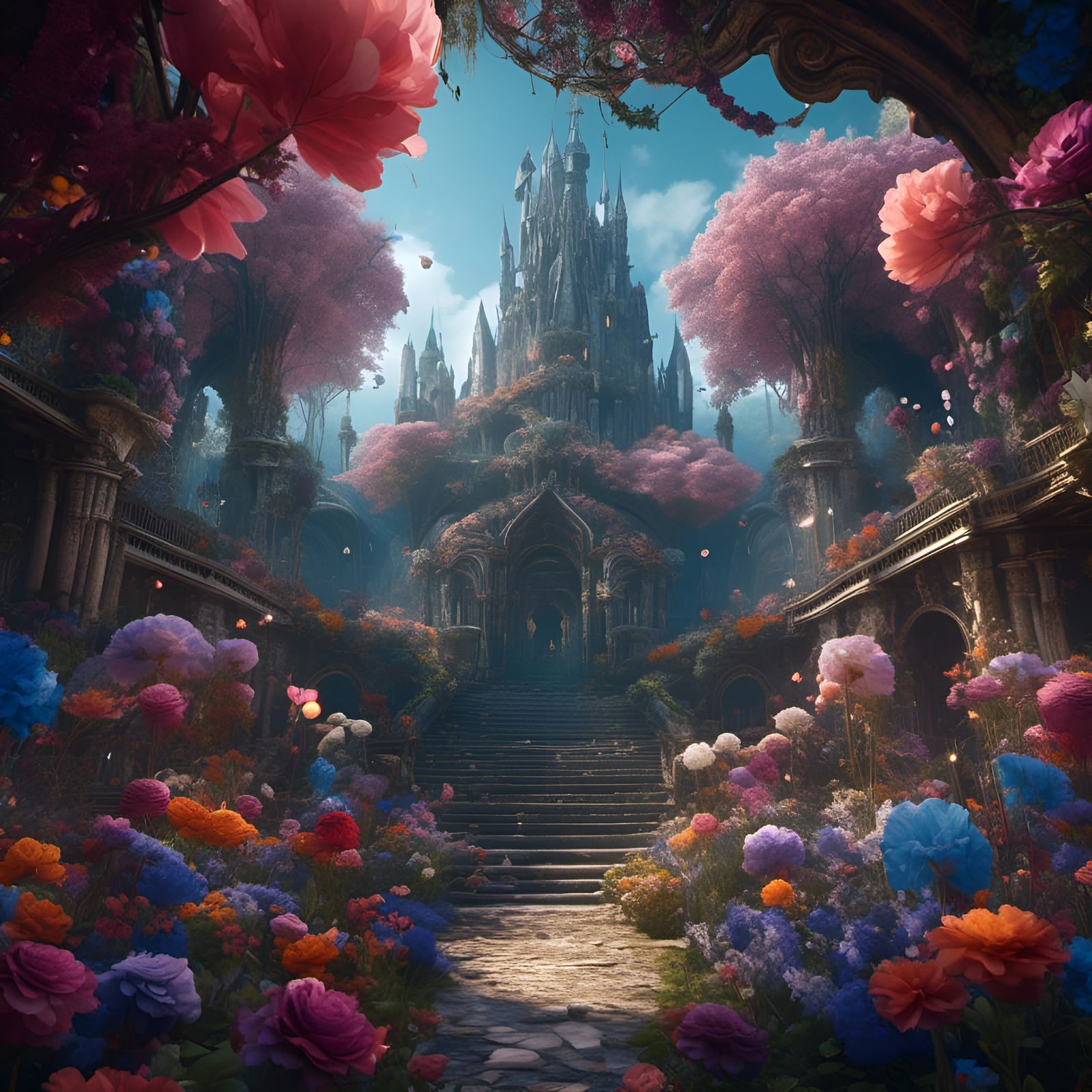 Detailed Flowers in Hyperreal Matte Painting