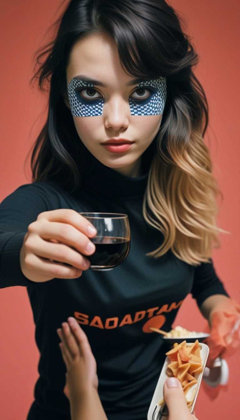 Surreal Scene of Family Dinner in Post-Apocalyptic Spacecore...