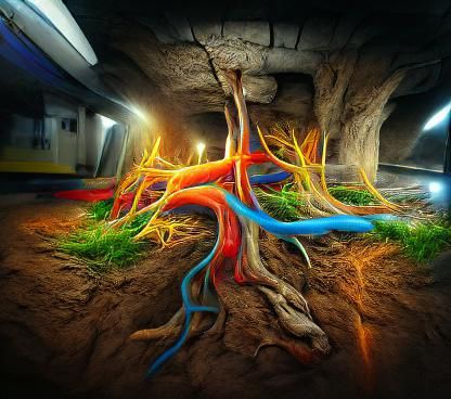 Magical Underground Roots in Hyperrealistic 3D