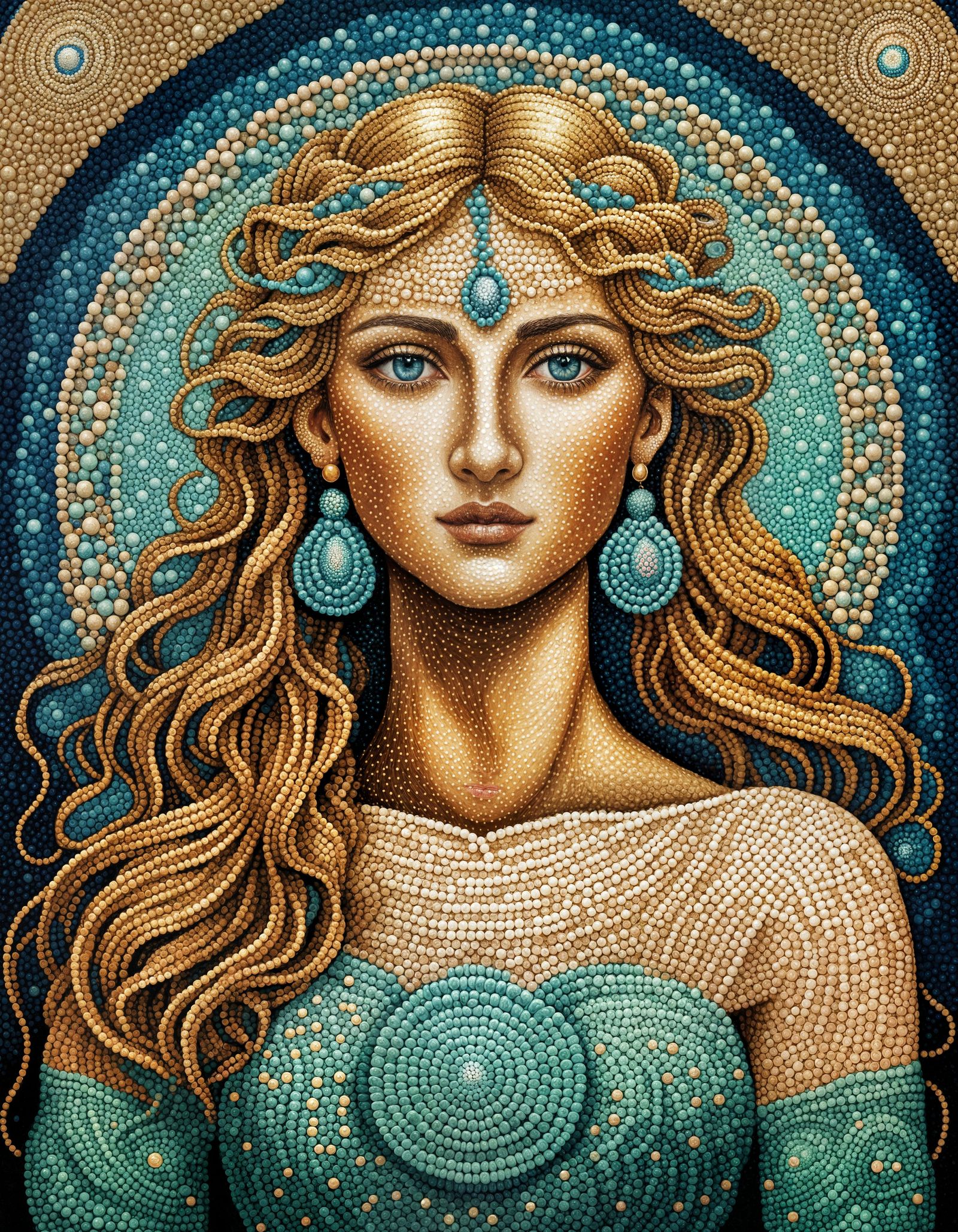 Aphrodite in Pointillism Style: Goddess of Love