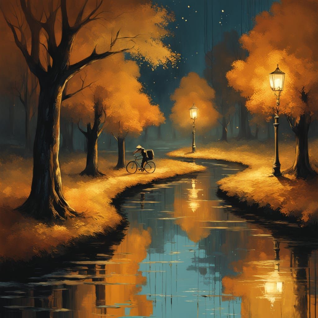 Moody Autumn Forest Path in Warm Golden Light