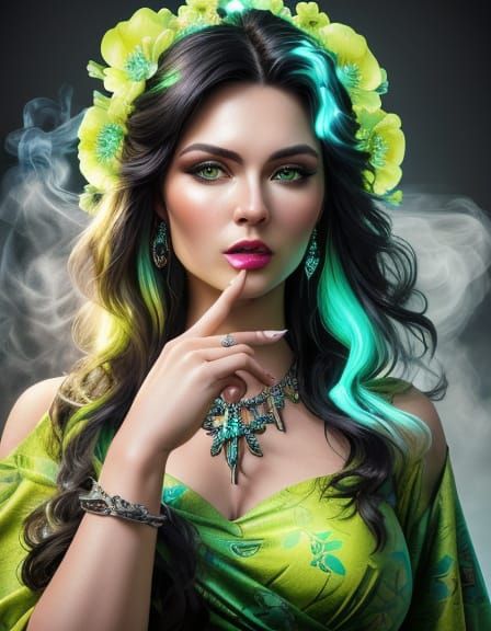 Neon Gown: Hyperrealistic Concept Art Portrait