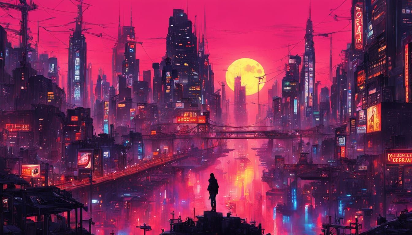Cyberpunk Tokyo Cityscape in Anime Style