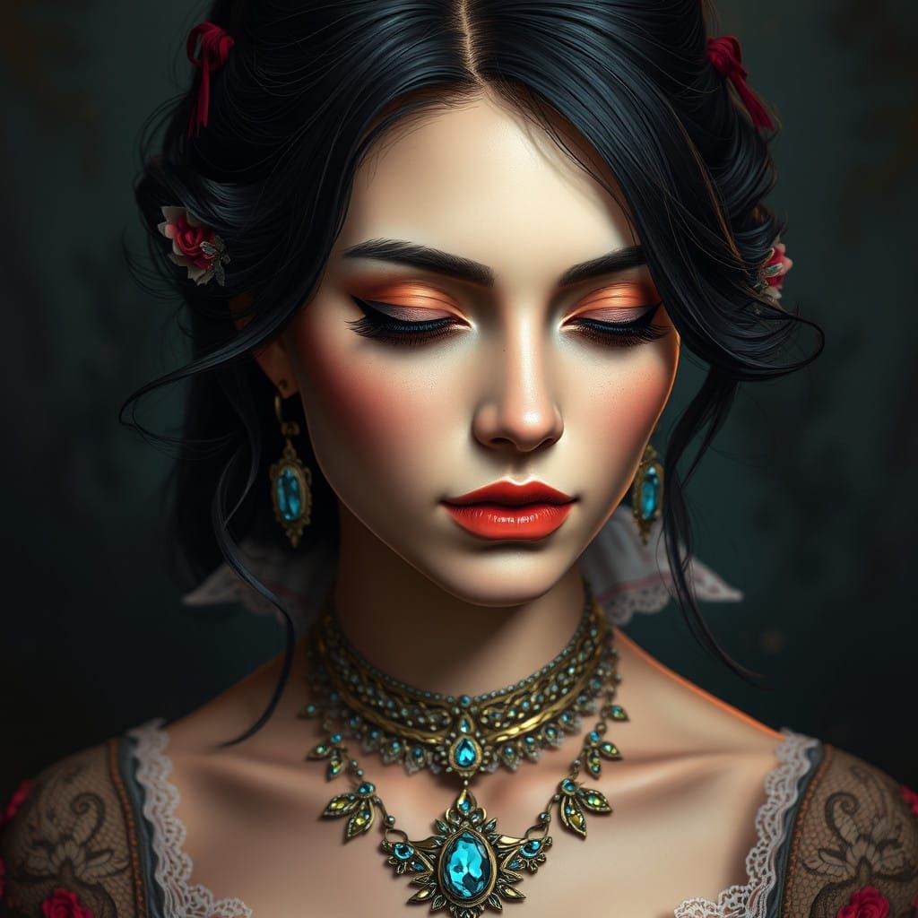 Stunning Portrait of a Woman with Delicate Elegance