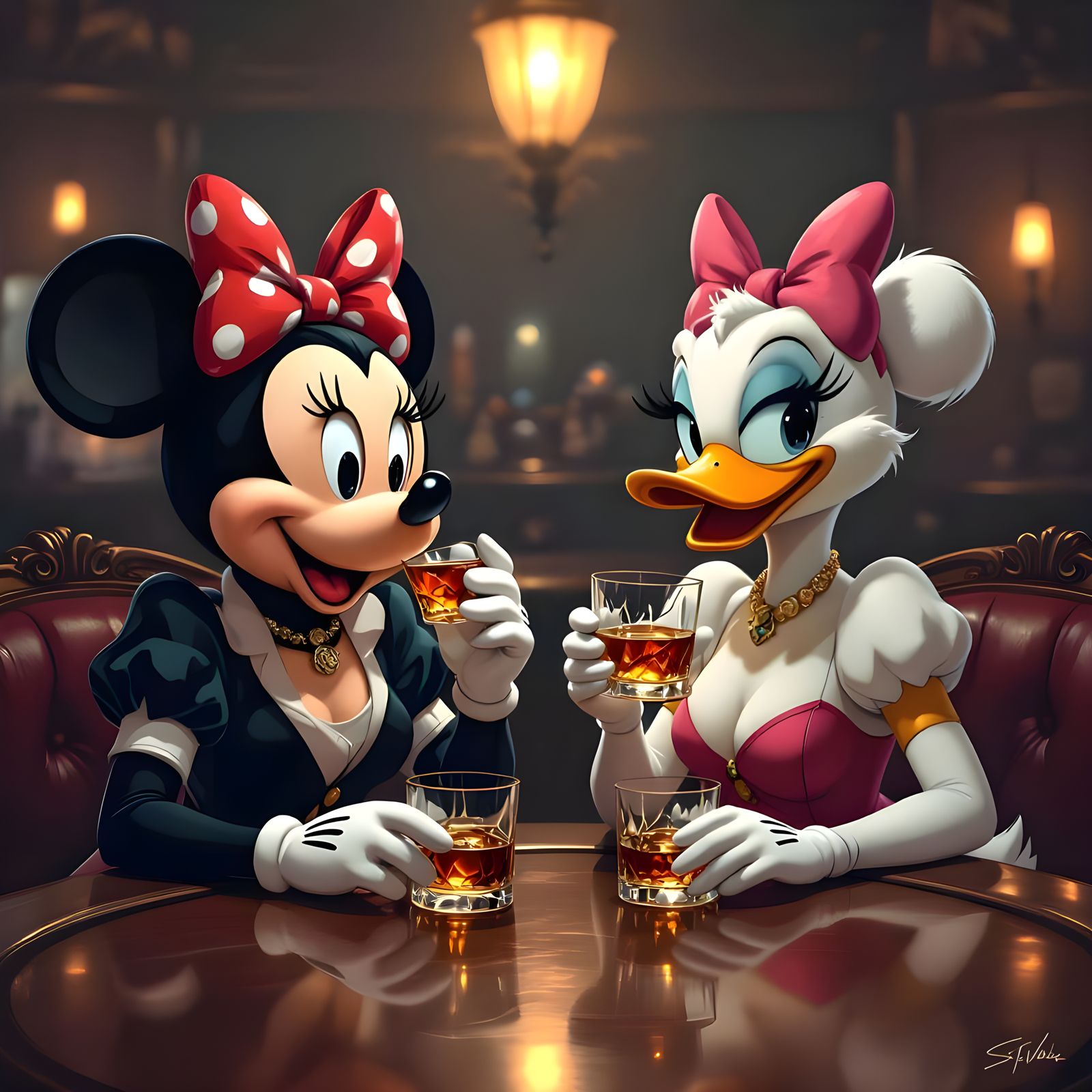 Minnie and Daisy at the Bar