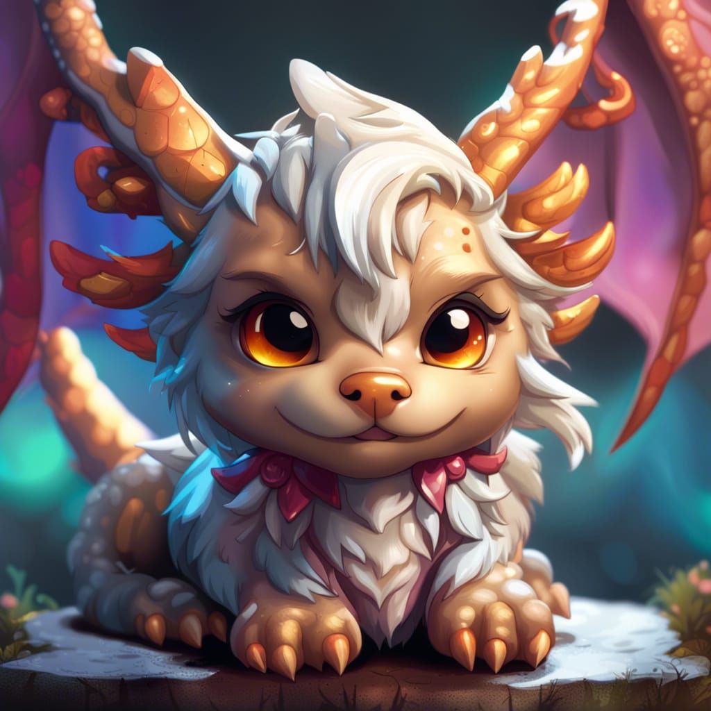 Hyperdetailed Chibi Dragon Puppy Portrait
