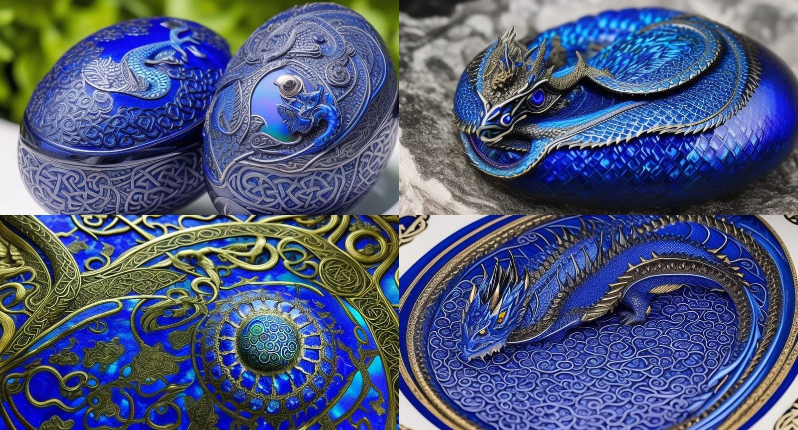 Cobalt Blue Celtic Dragon Hatchling, Charcoal Drawing