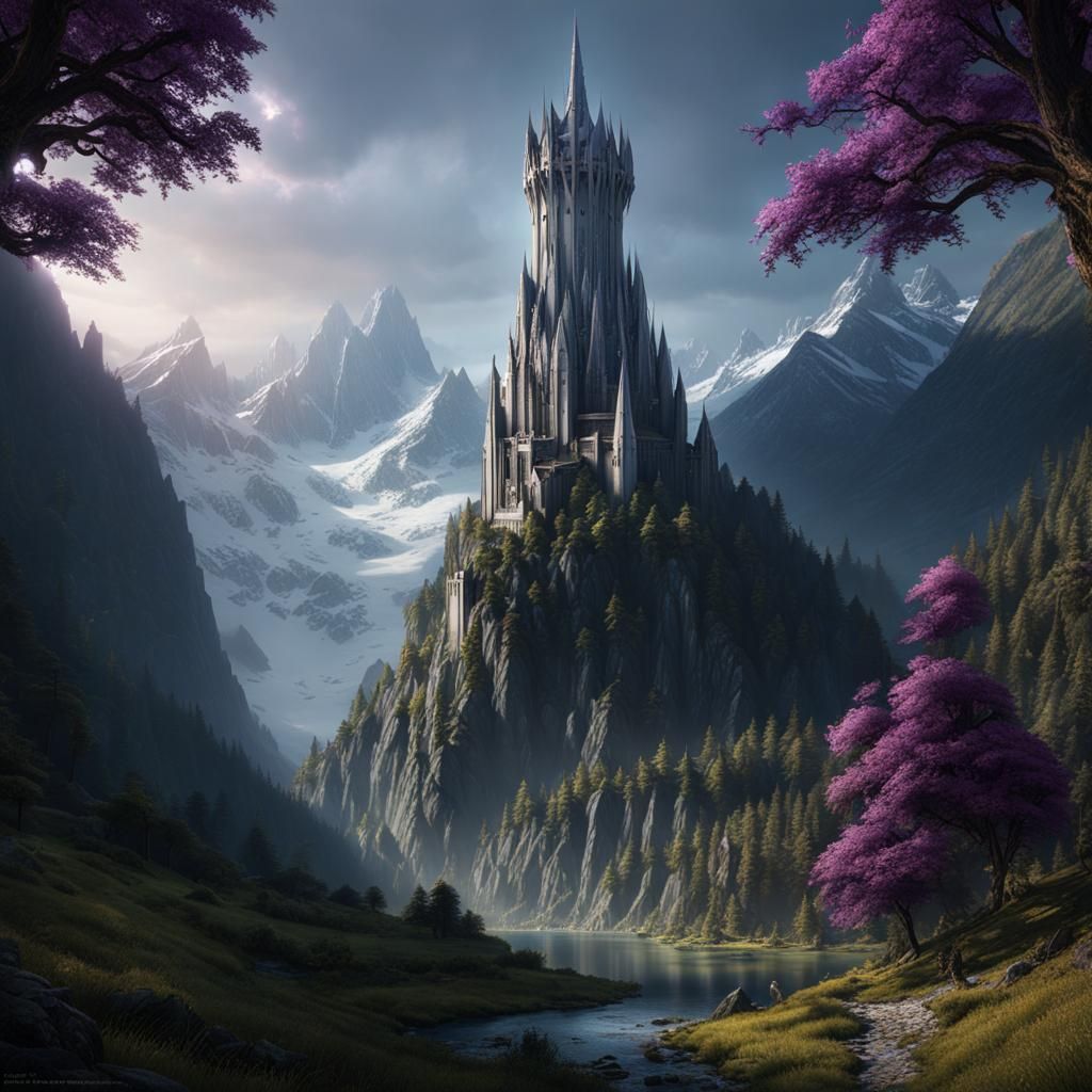 Isengard's Tower: Dark Fantasy Concept Art in 8K