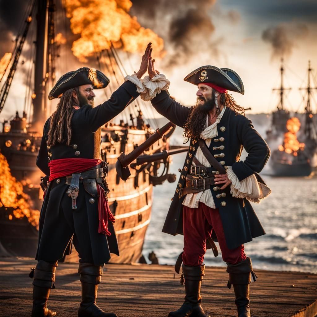 Pirate Celebration with Burning Ships, Professional Photogra...