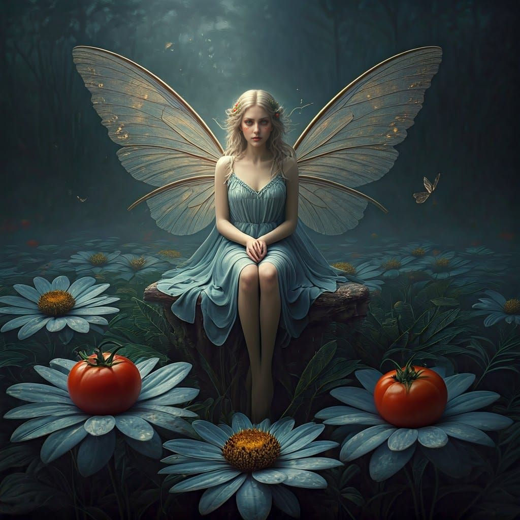 Epic Cinematic Digital Landscape with Fairy and Wolf