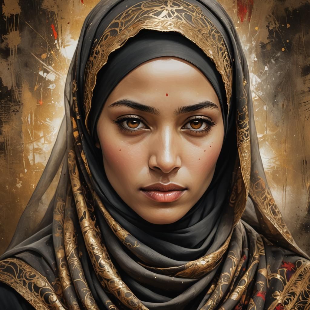 Solitary Figure in Hijab: Digital Matte Painting