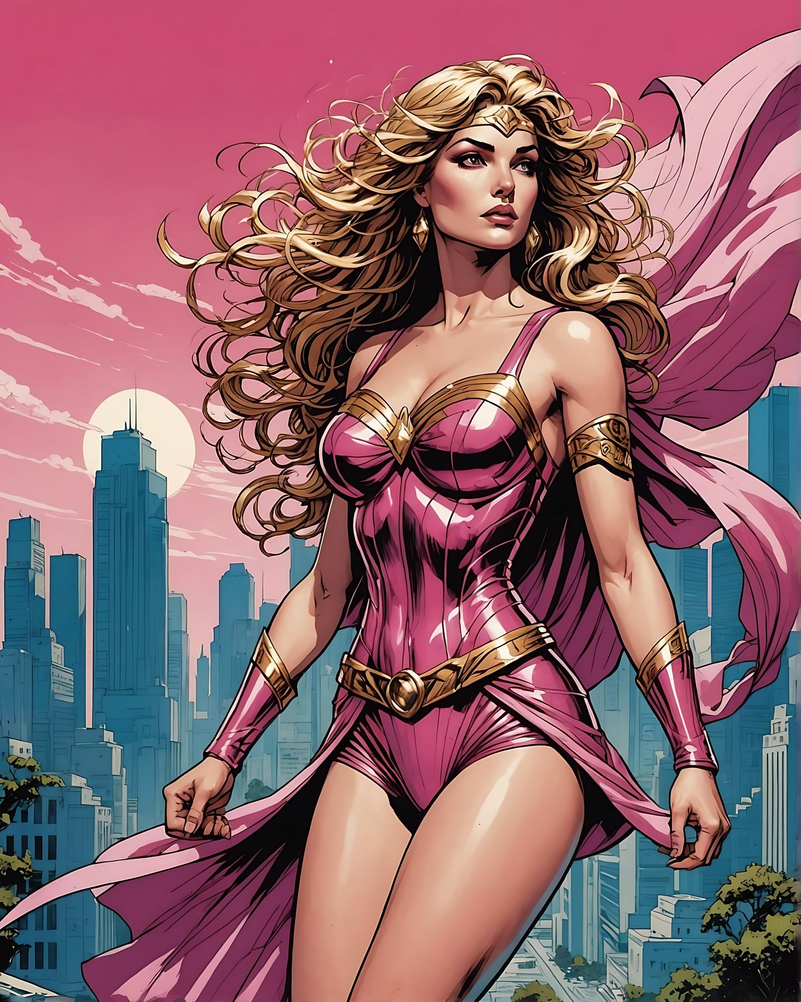 Aphrodite as Superhero in Elysium Fields Comic Art