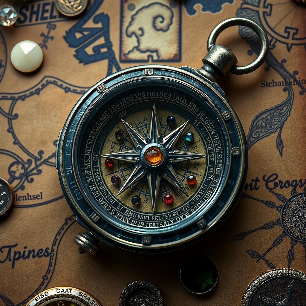 Mystical Crystal Compass with Spirit Inscriptions