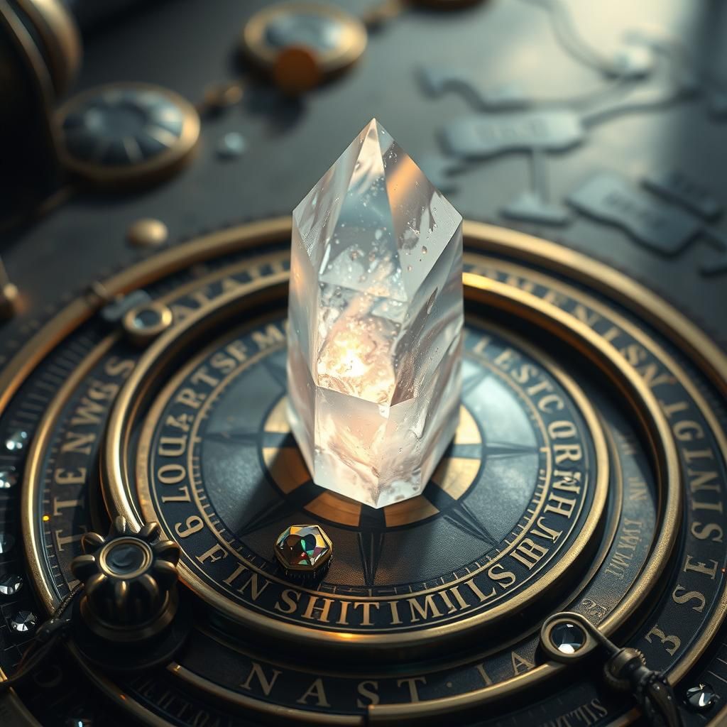 Glowing Crystal on Gemstone Compass in Fantasy Art