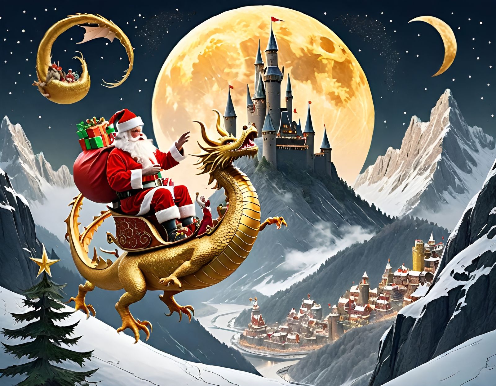 Santa On His Dragon