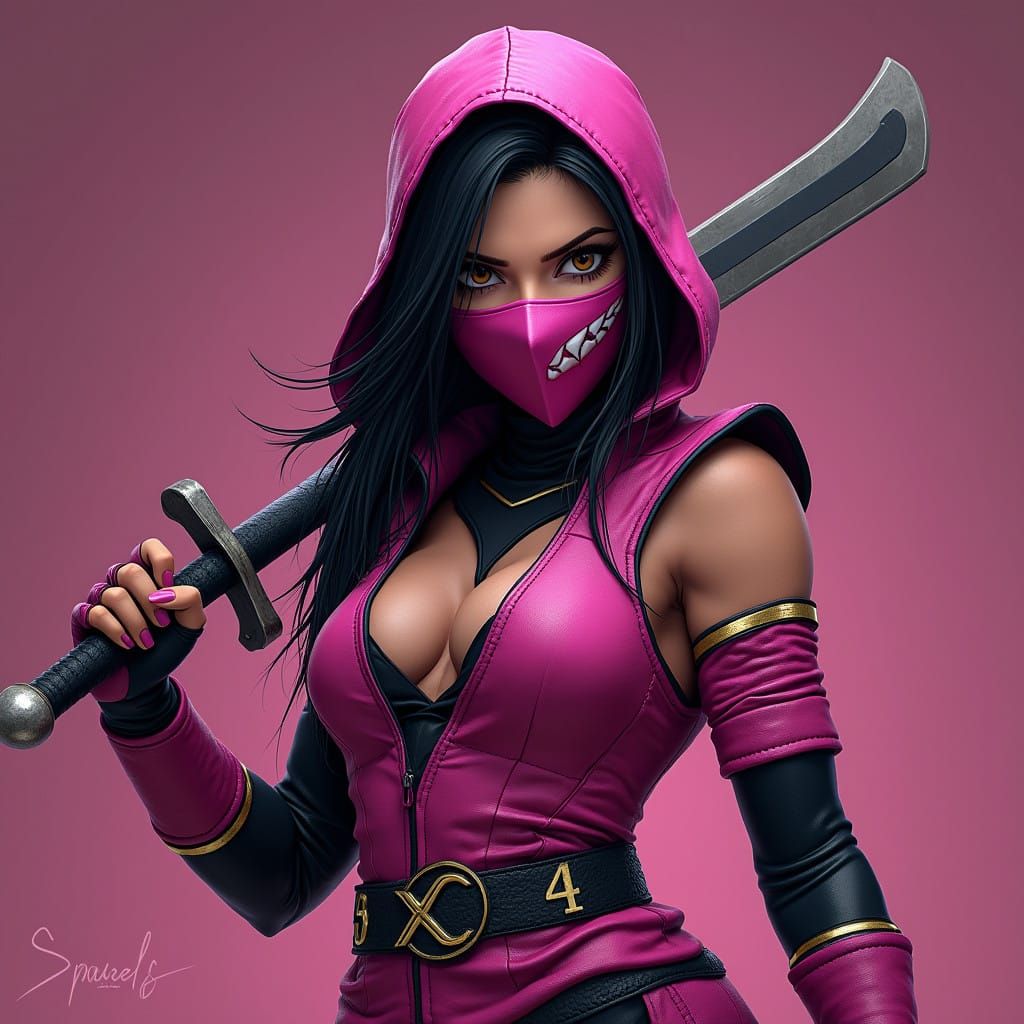 Mortal Kombat Warrior in Exaggerated Cyberpunk Fantasy Style