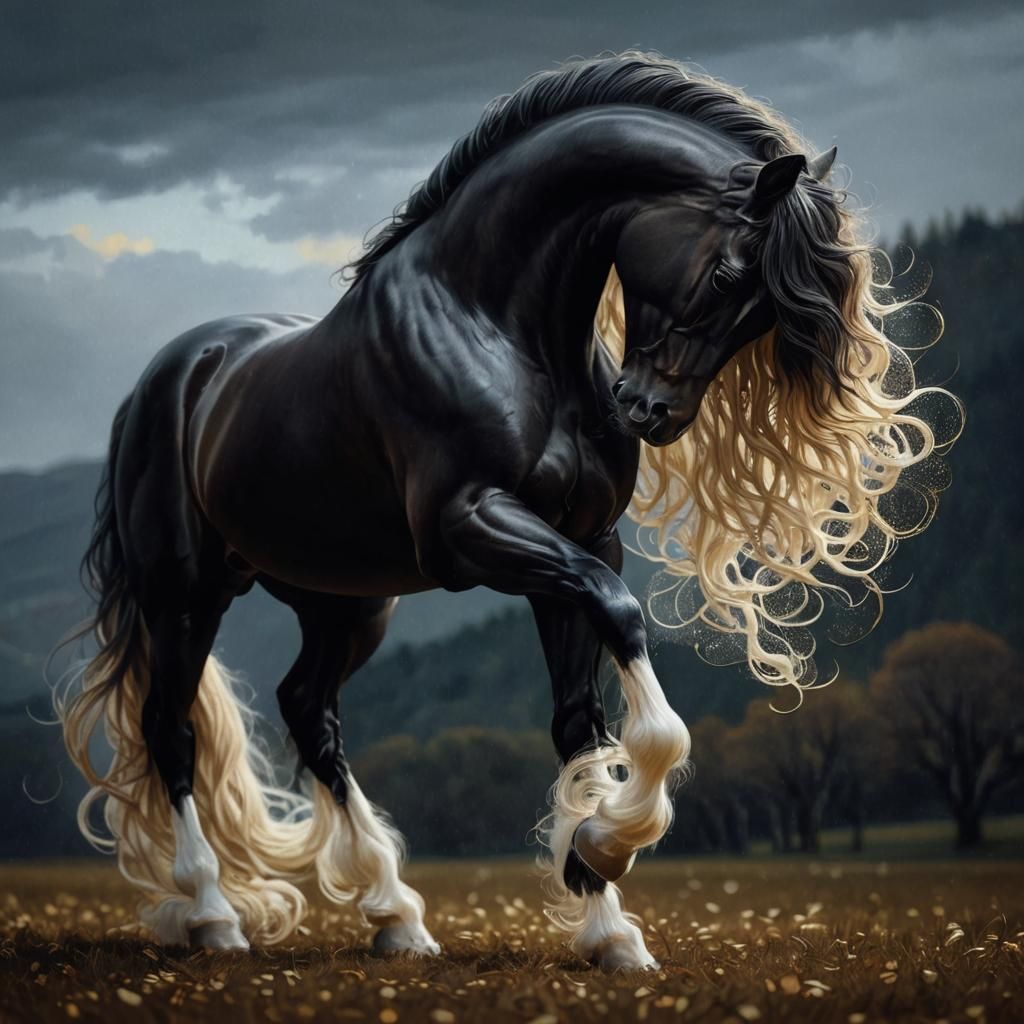 Majestic Horse in Ornate Art Nouveau Style