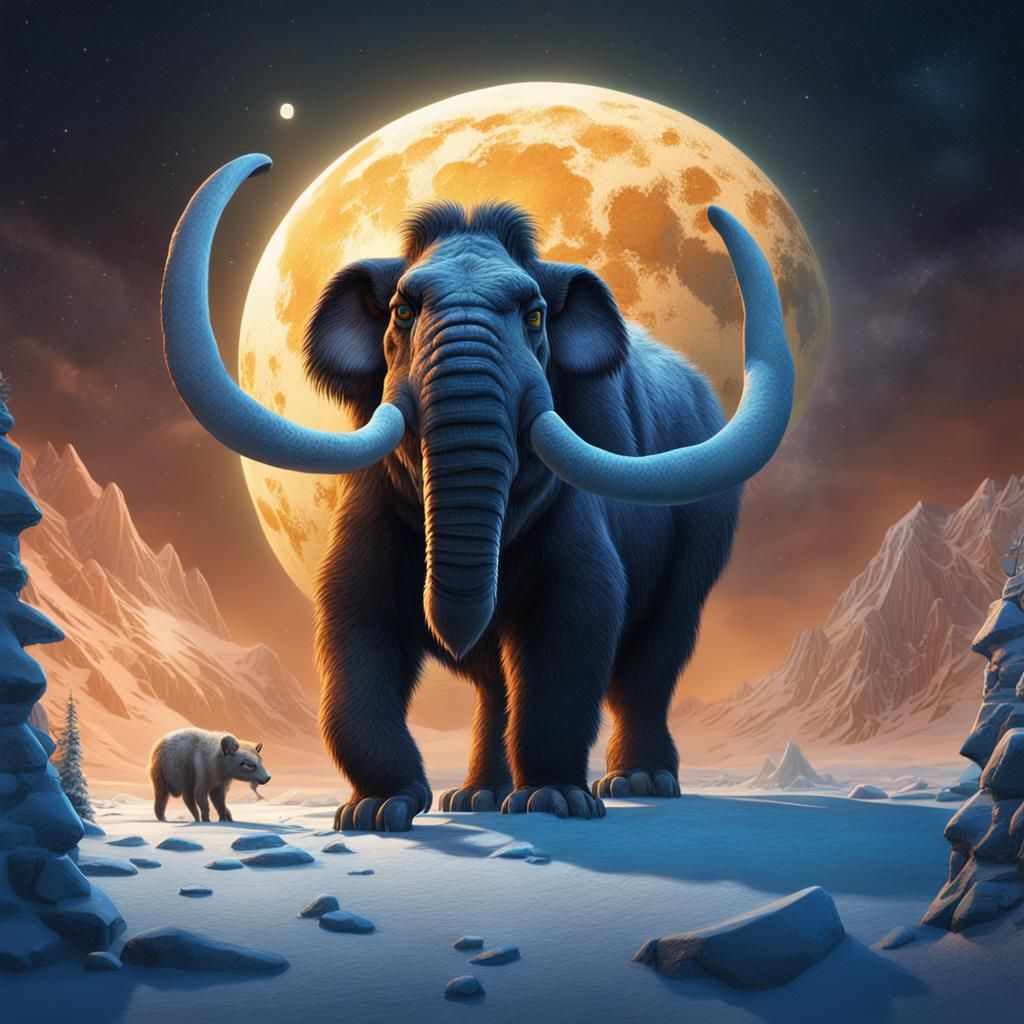 Ice Age Animal Warming Under the Moon