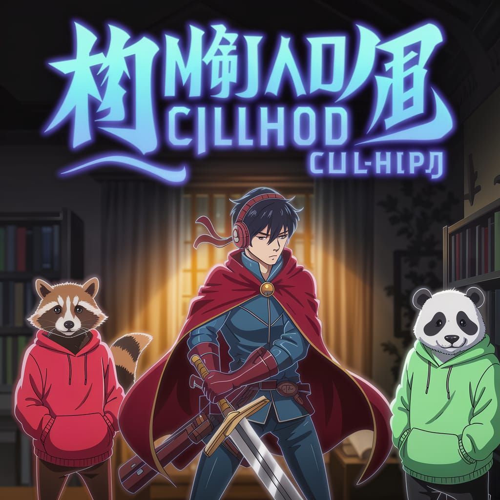 Glowing Adventurers in Cozy, Lofi Anime-Inspired Scene