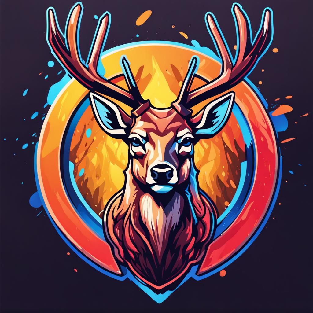 Hyperrealistic Esports Deer Logo Splash Art