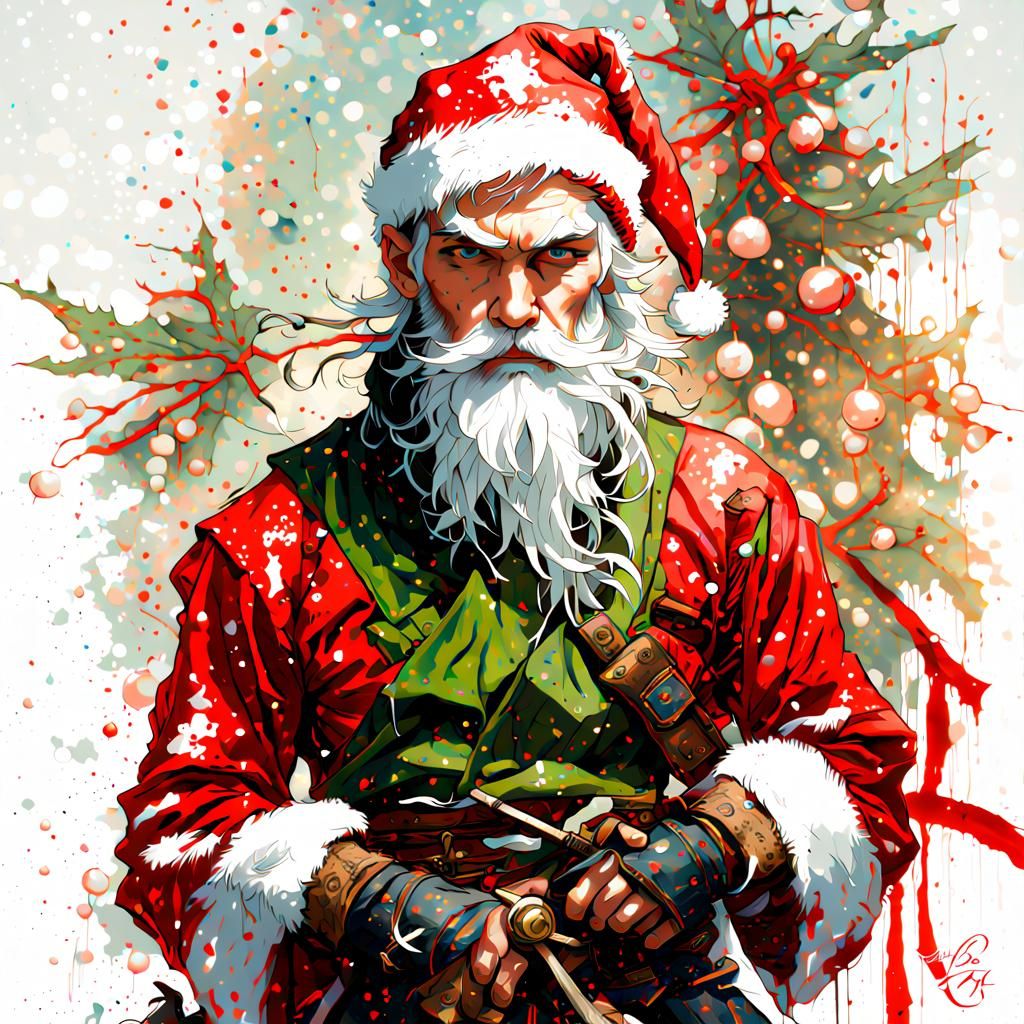 Santa's Elf as Ninja in Classic Portrait Style