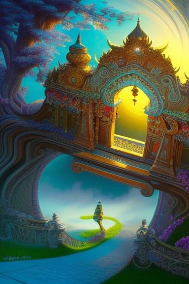 Magical Portal Illustration in Detailed Surreal Style