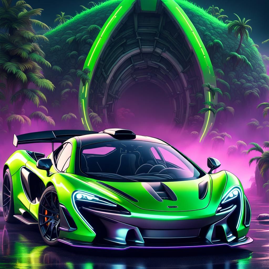 Neon Green McLaren: Detailed Matte Painting