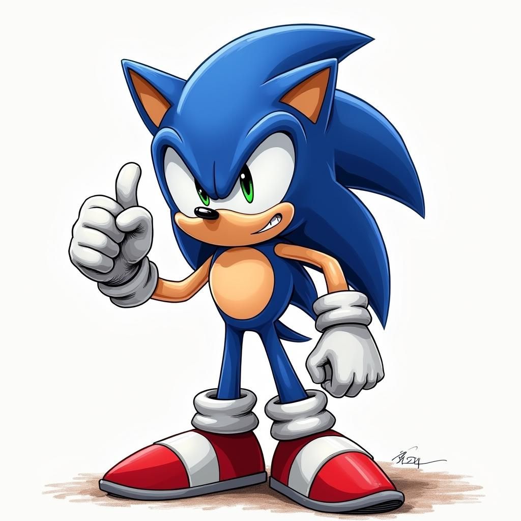 Sonic the Hedgehog in Anime Manga Style