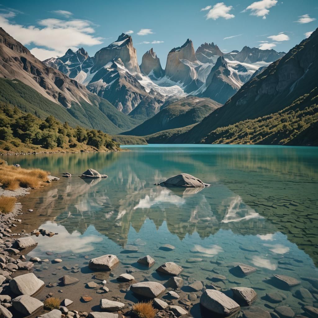 Turquoise Lake Reflects Patagonia's Majestic Mountains