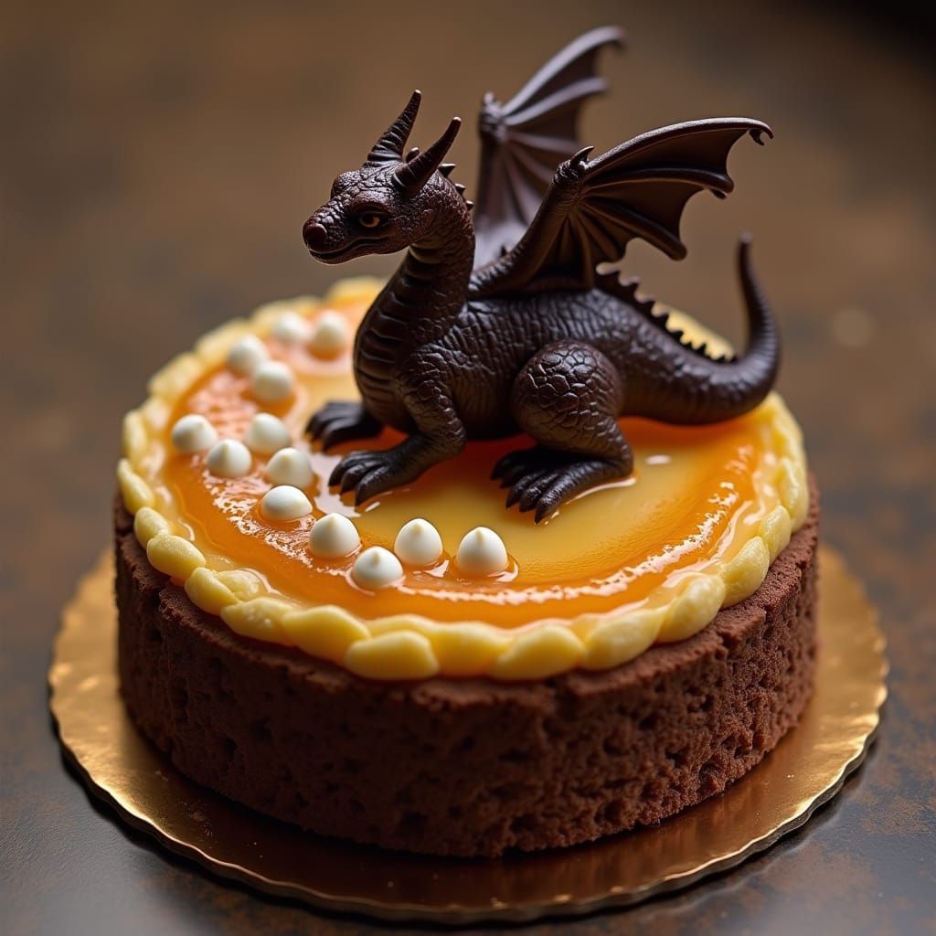 Chocolate Dragon on Sacher Torte in Fractal Style