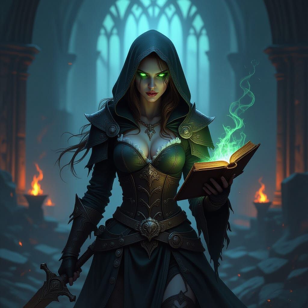 Leah in Tristram Cathedral: Dark Fantasy Portrait