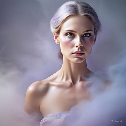 Ethereal Woman in Frozen Actaea: High Fashion Portrait