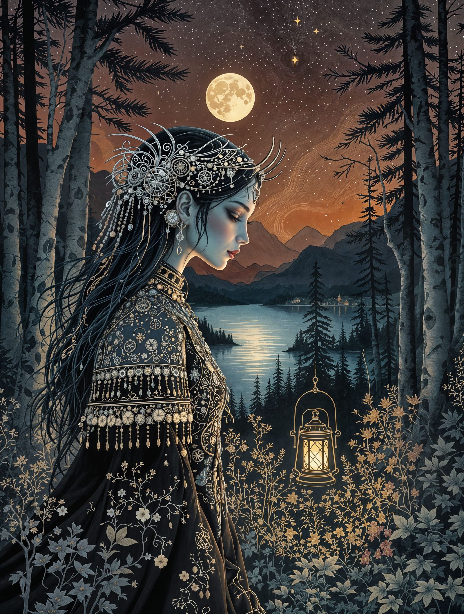 Enigmatic Unseelie Figure in Twilight Norwegian Forest