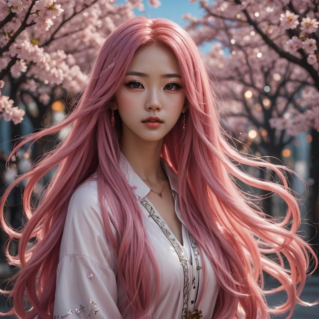 Pink hair KPop girl