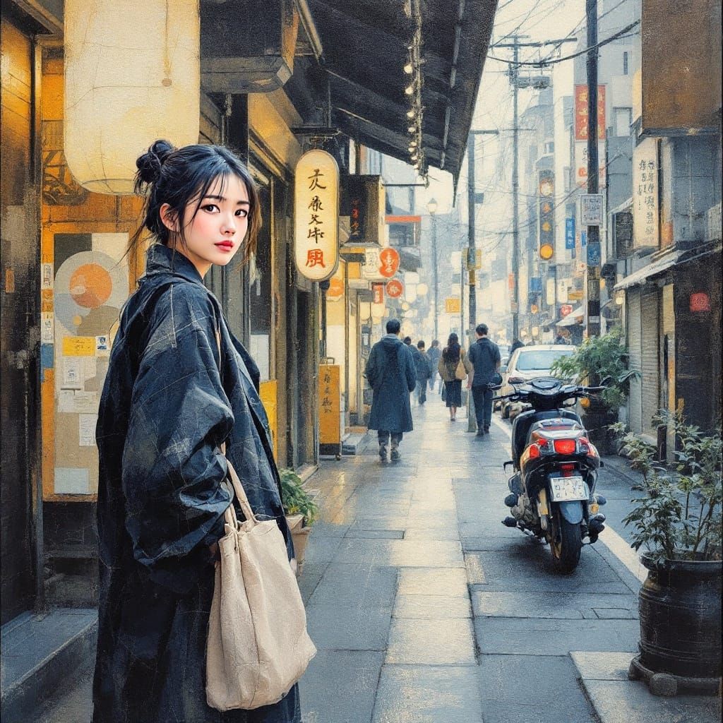 Zen Woman Captured in Tokyo Rain