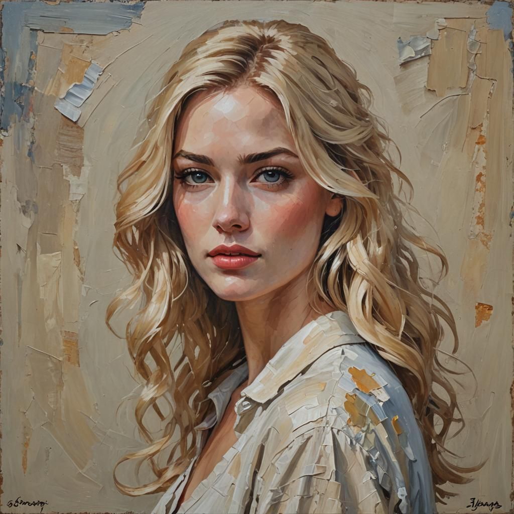 Impasto Painting of a Beautiful Blonde Woman